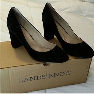Suede Block Heel Black